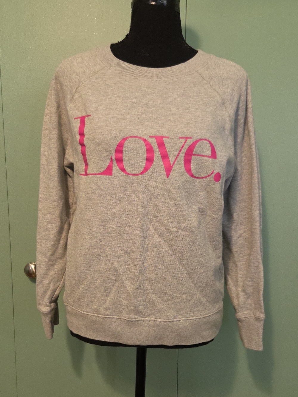 J. Crew Gray Sweatshirt Love Pink Writing Size Small